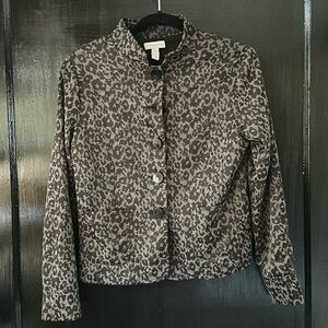 Gray cheetah leopard blazer jacket sz S
